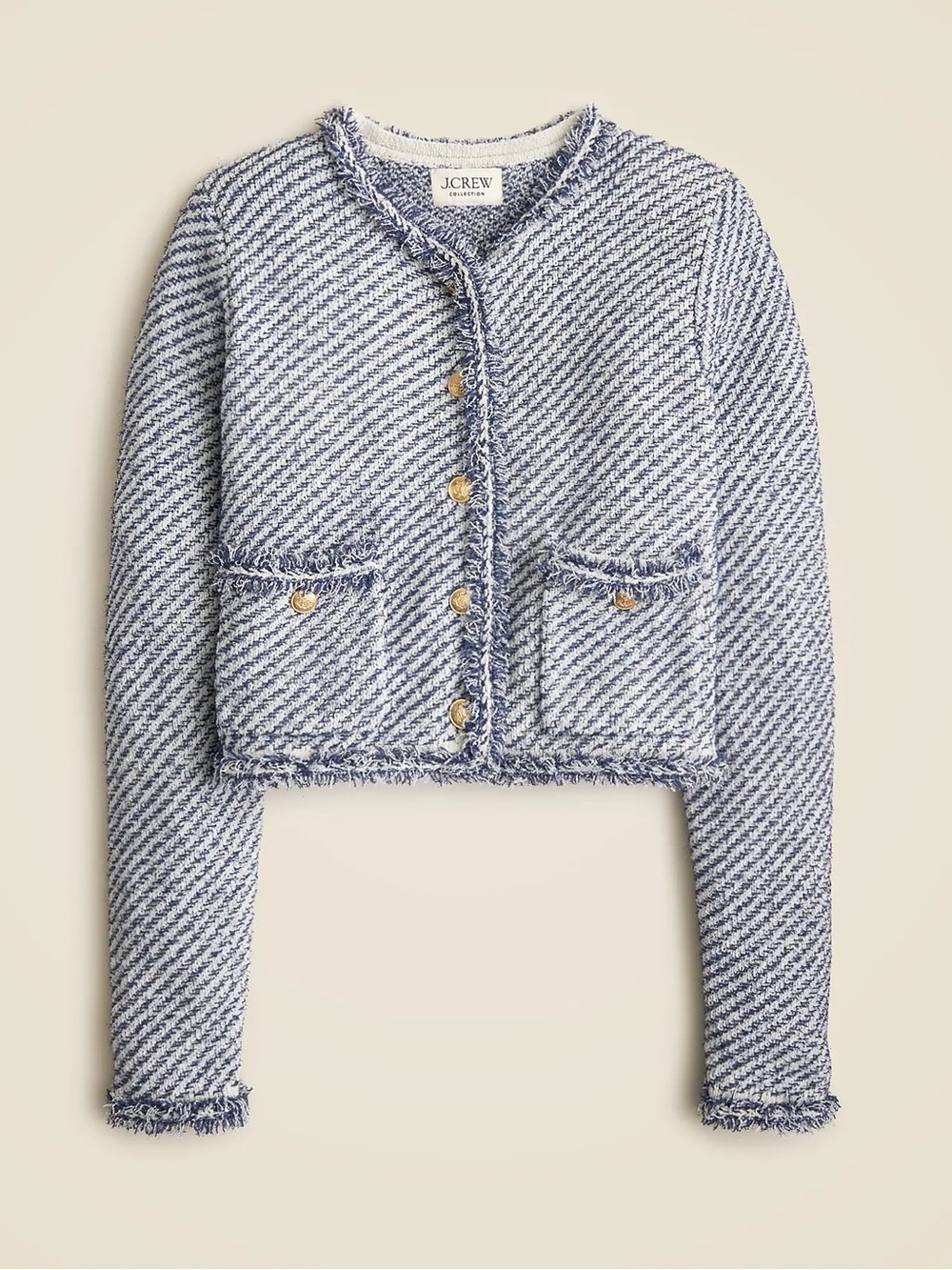 J.Crew Collection Cropped Lady Jacket in Textured Cotton Sz Small - Picture 1 of 9